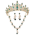 Kamirola Elegant Bridal Tiara and Jewelry Set in Gold Green