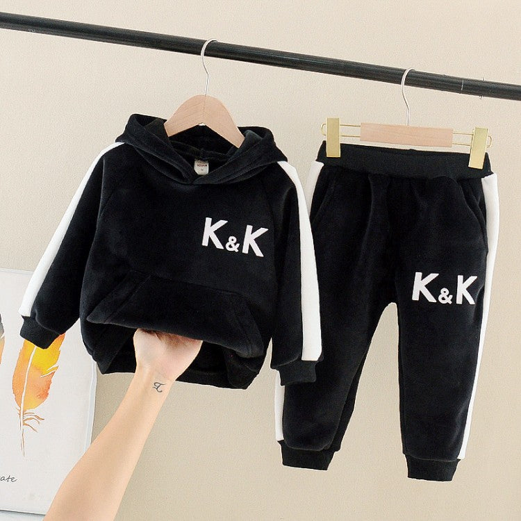 Kids Velvet Hoodie Set for Boys and Girls (2-Piece)
