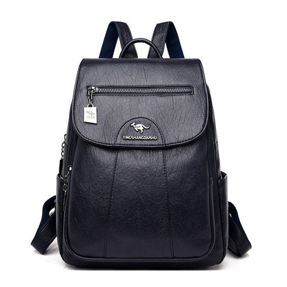 Large Capacity Women's Soft Leather Travel Backpack