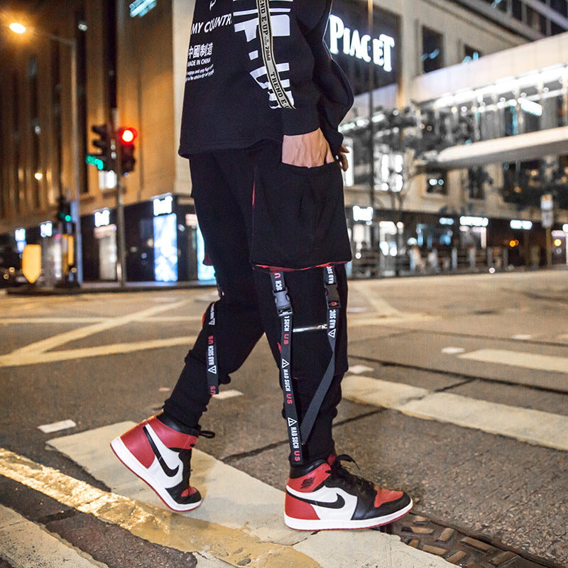 Men's Hip-Hop Cargo Pants with Tapered Cuffs