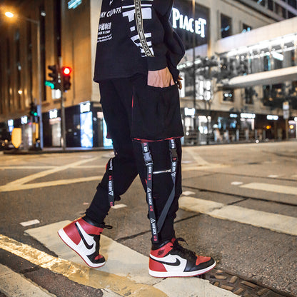 Men's Hip-Hop Cargo Pants with Tapered Cuffs