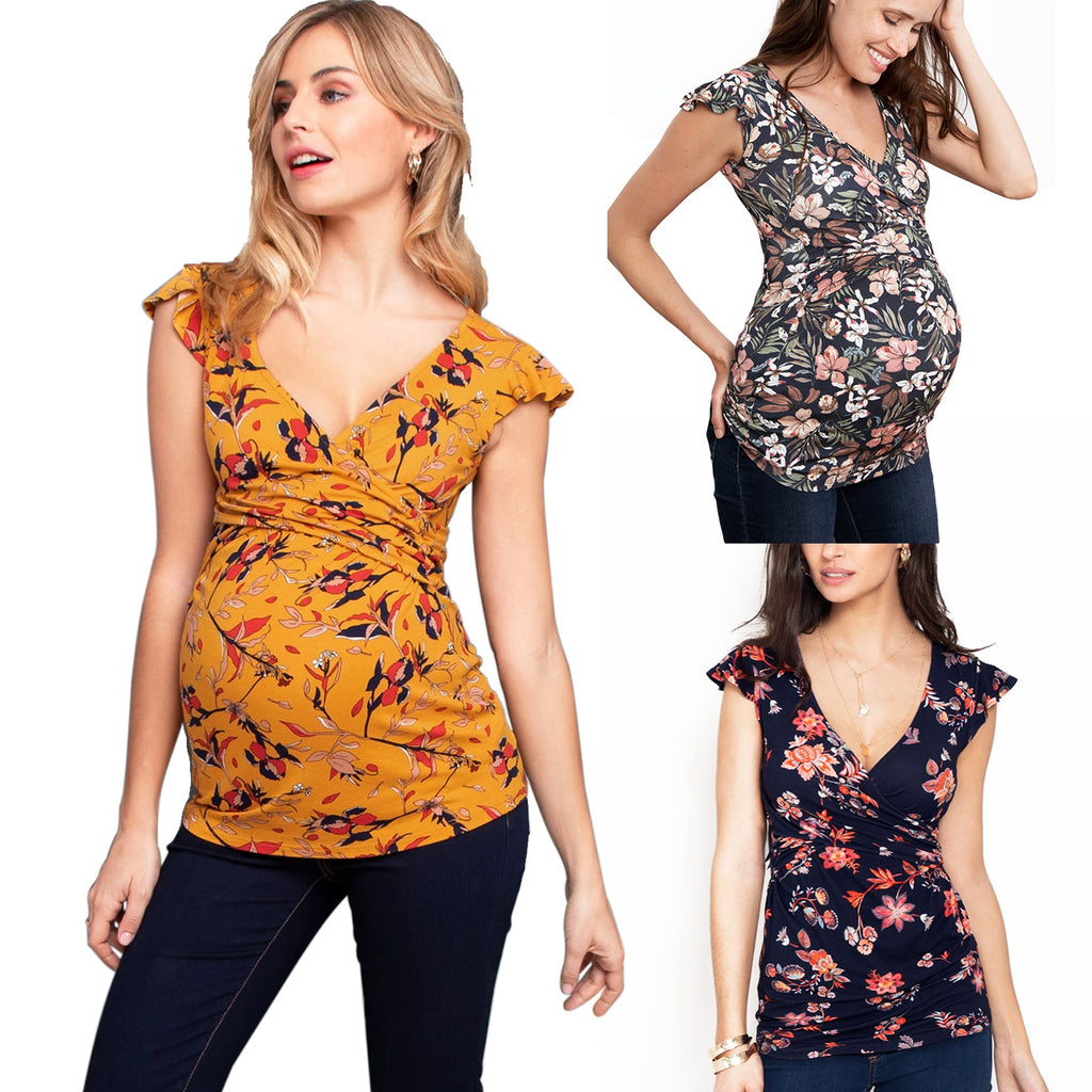 Chic Nursing Maternity Dress with V-Neck