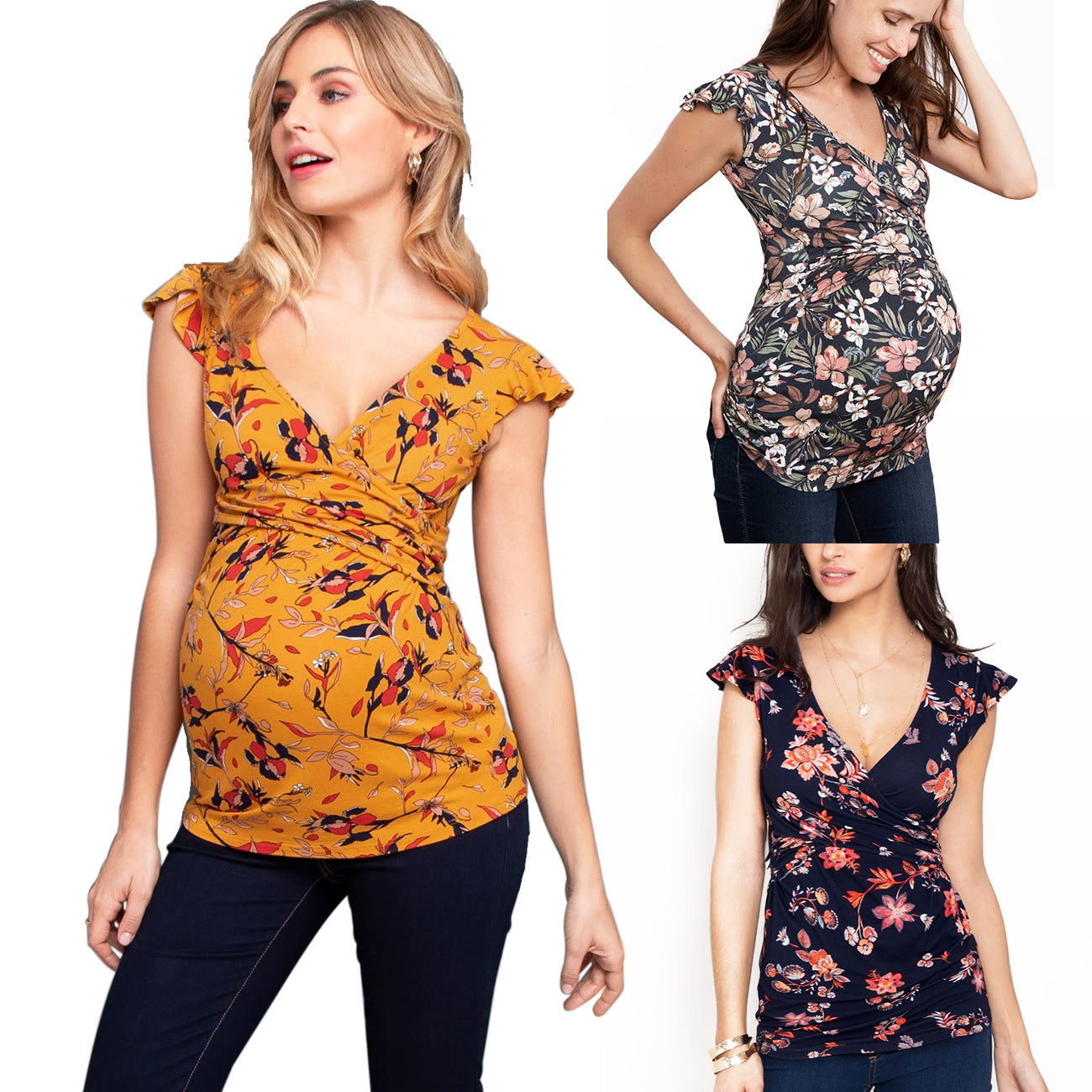 Chic Nursing Maternity Dress with V-Neck