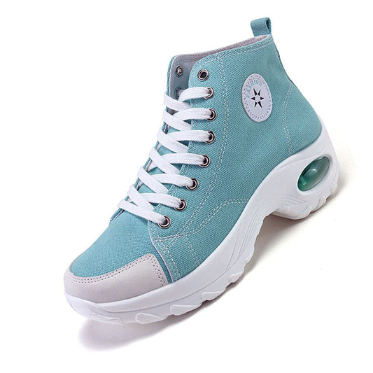 NCNDB Women's High-Top Air Cushion Canvas Sneakers - Size 7 Blue