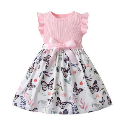 Baby Girl Floral Sundress with Ruffle Sleeves - Pink (4-5T)