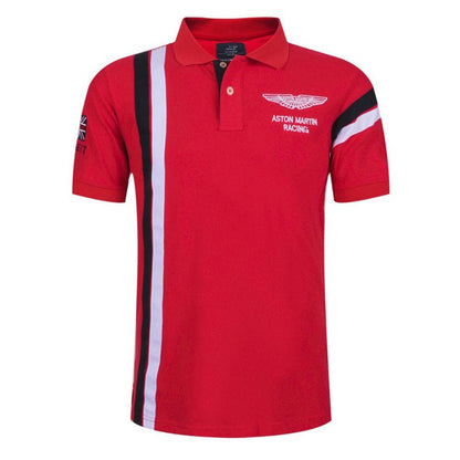 Golf Short Sleeve Polo Shirt with Vertical Stripes