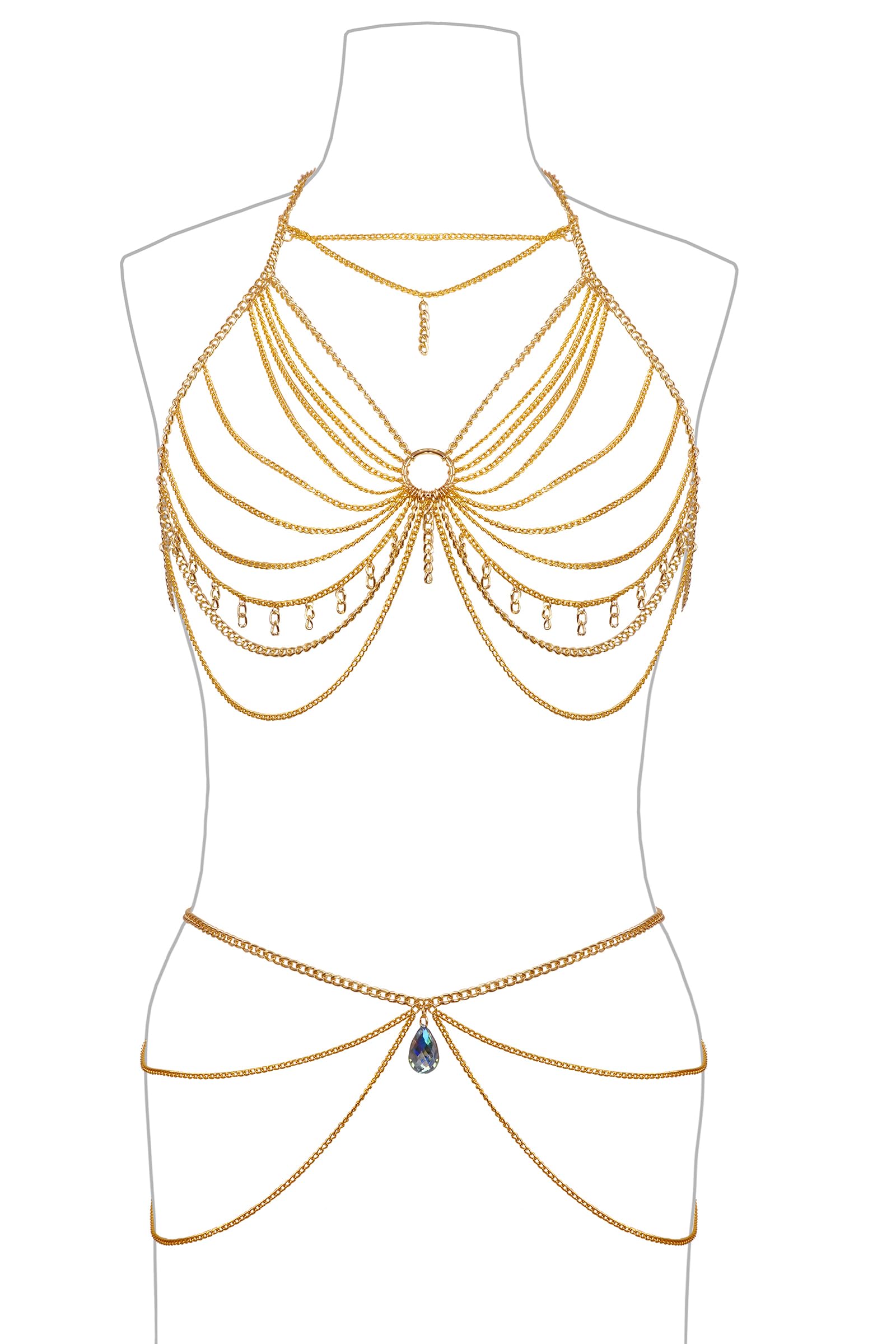 Connie Cloris Gold Bikini Body Chains