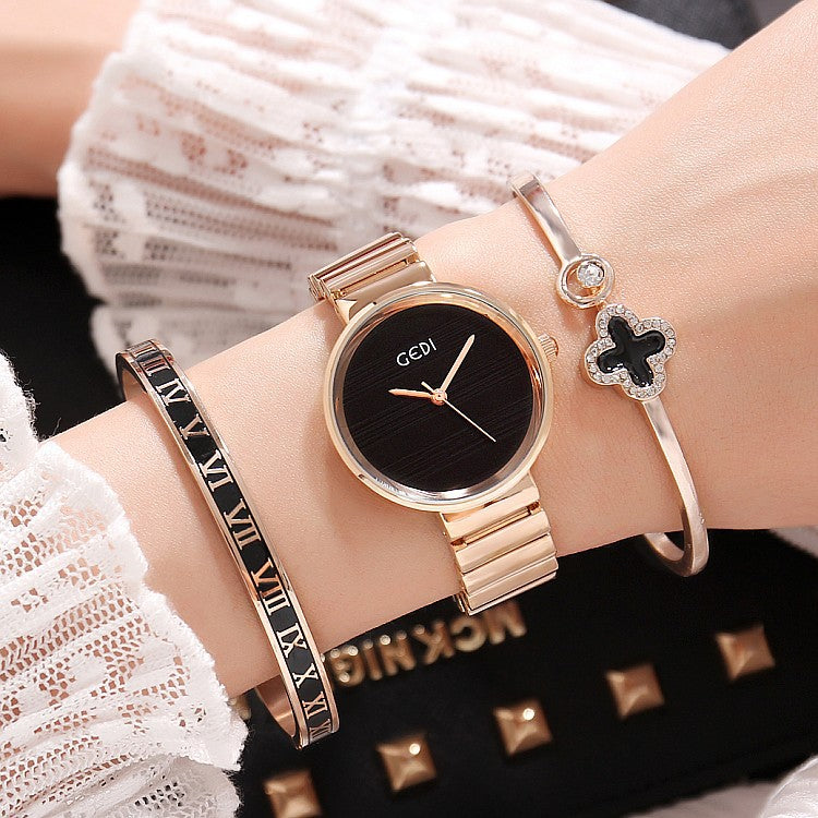 Fashion Women's Bracelet and Watch Set (3 Pieces)