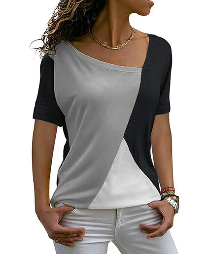 Summer Women's Color Block Short Sleeve T-Shirt