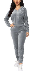 BOGURST Velour 2-Piece Sweatsuit Set for Women with Hoodie