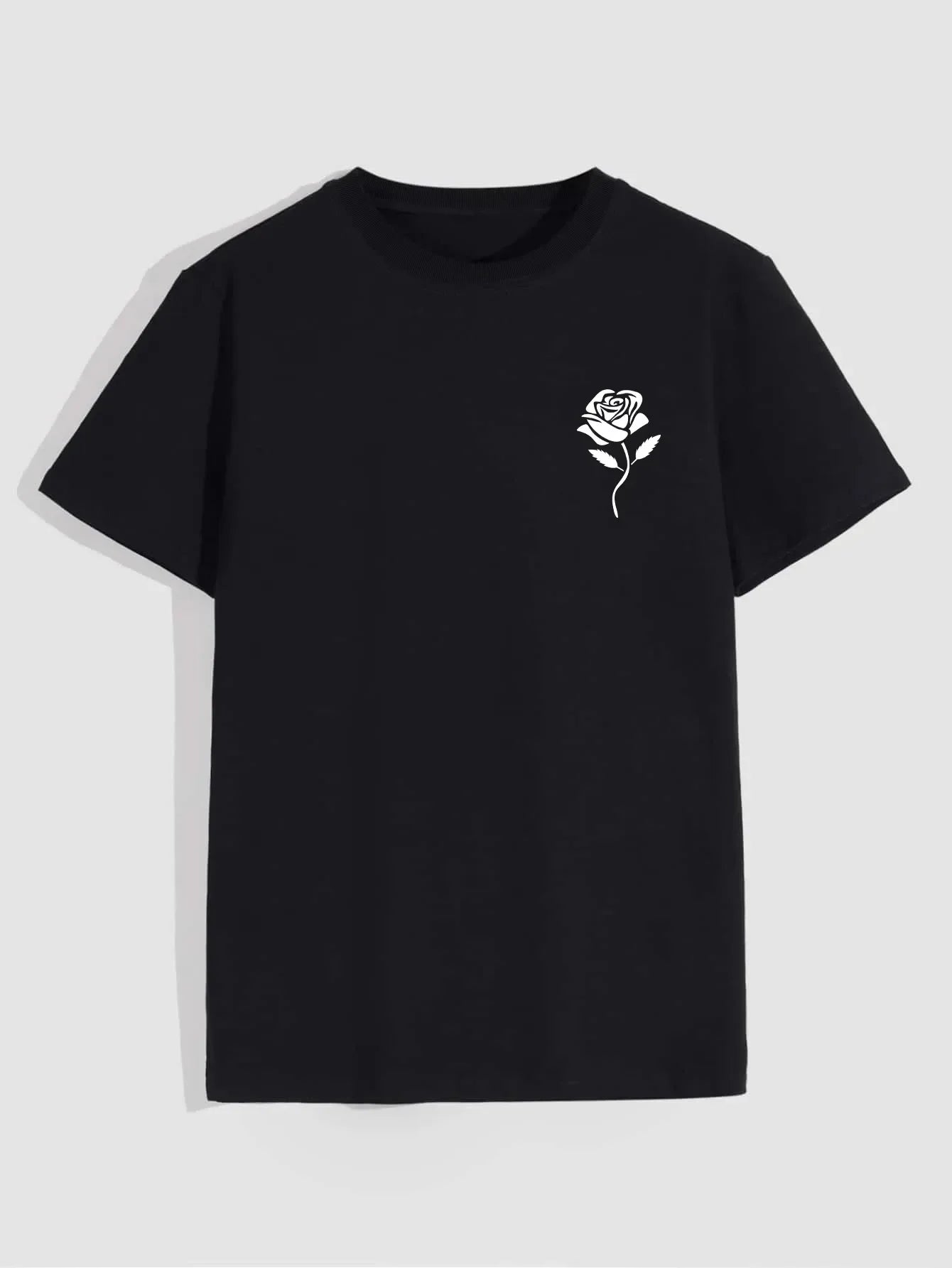 Men's Rose Motif Crew Neck Tee