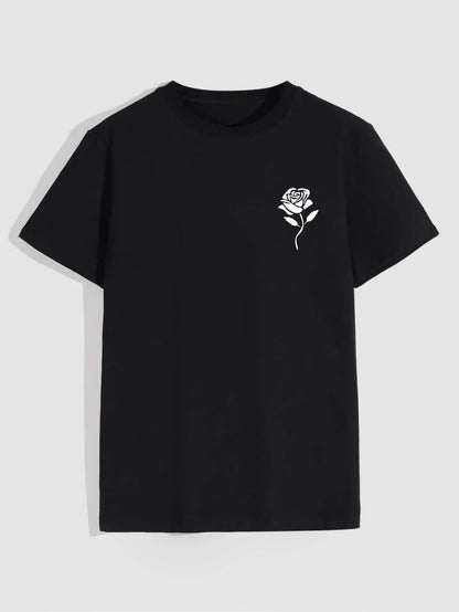 Men's Rose Motif Crew Neck Tee