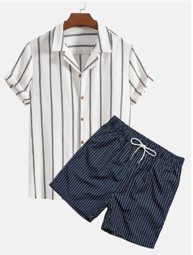 Men's Casual 3D Printed Hawaiian Shirt and Shorts Set