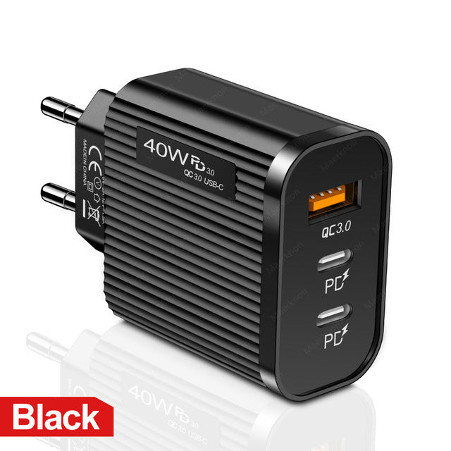 Dual PD & USB Fast Charging Adapter for Apple/Android