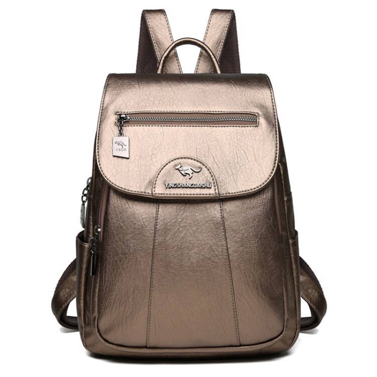 Large Capacity Women's Soft Leather Travel Backpack
