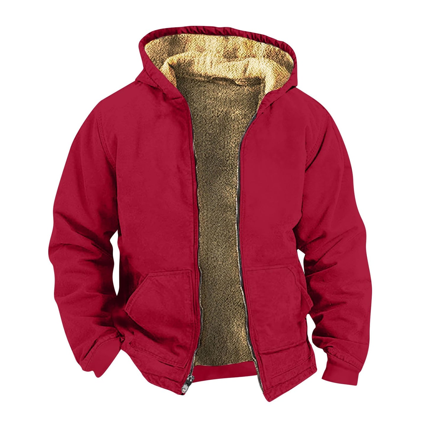 Casual Varsity Zip Hoodie for Men - Sherpa Lined