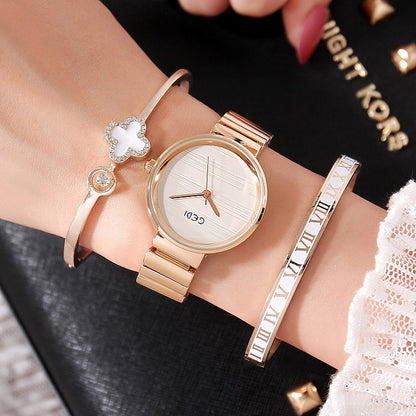Fashion Women's Bracelet and Watch Set (3 Pieces)