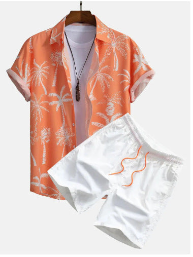 Men's Casual 3D Printed Hawaiian Shirt and Shorts Set