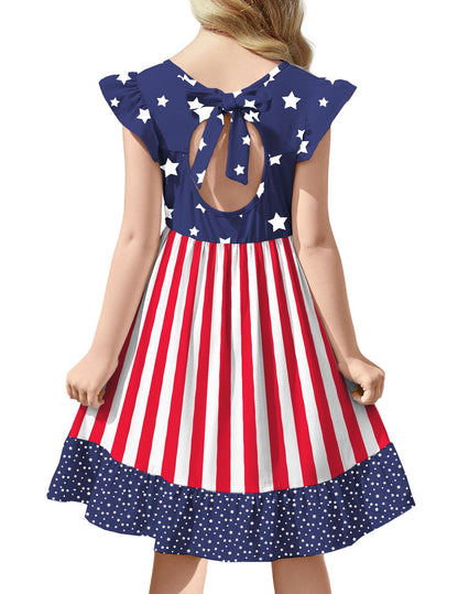 Star-Spangled Girl's Summer Dress with Bow