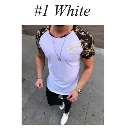 Men's Fashion Sports Short Sleeve Color Block T-Shirt