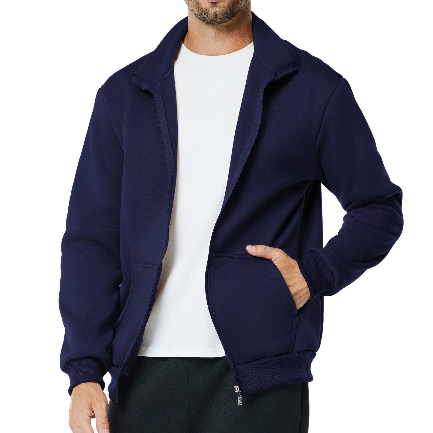 Men's Lightweight Fleece Zip Jacket with Mock Neck