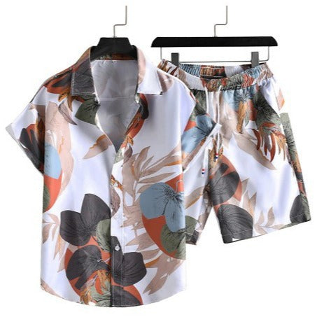 Men's Casual 3D Printed Hawaiian Shirt and Shorts Set