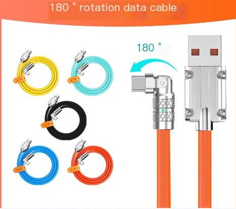 180-Degree Zinc Alloy Fast Charging Cable for Apple & Android