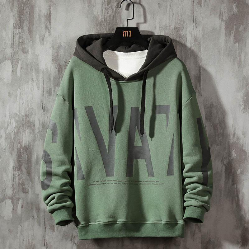 Men's Korean Style Hooded Sweatshirt with Print