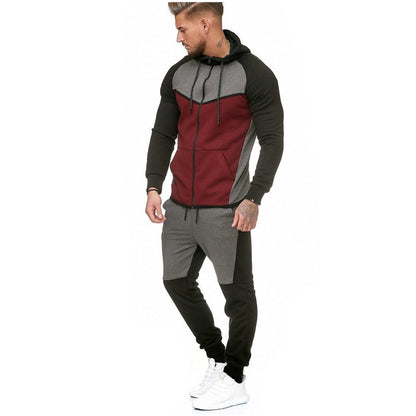 Casual Color Block Hoodie and Pants Set