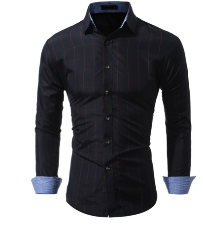 Men's Classic Color Block Slim Fit Long Sleeve Shirt