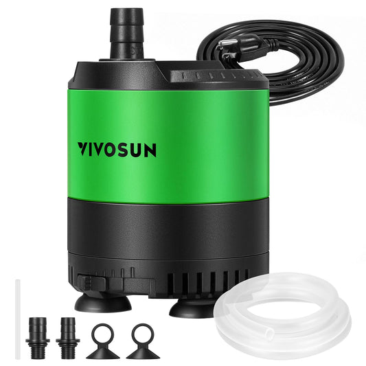 VIVOSUN 400 GPH Adjustable Flow Water Pump 20W with Tubing & Adapters