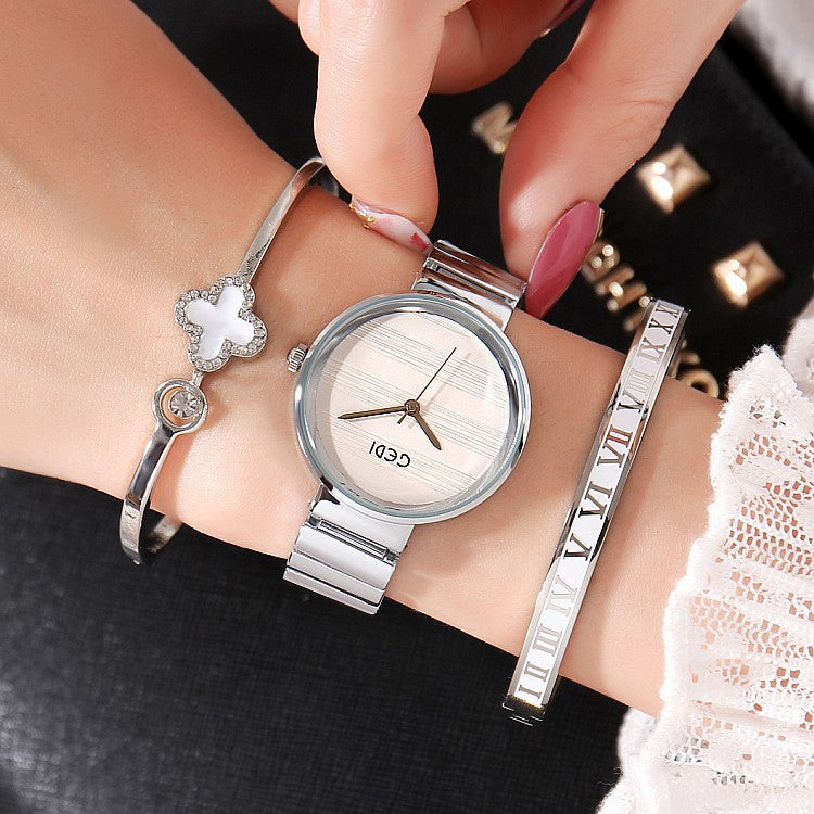 Fashion Women's Bracelet and Watch Set (3 Pieces)
