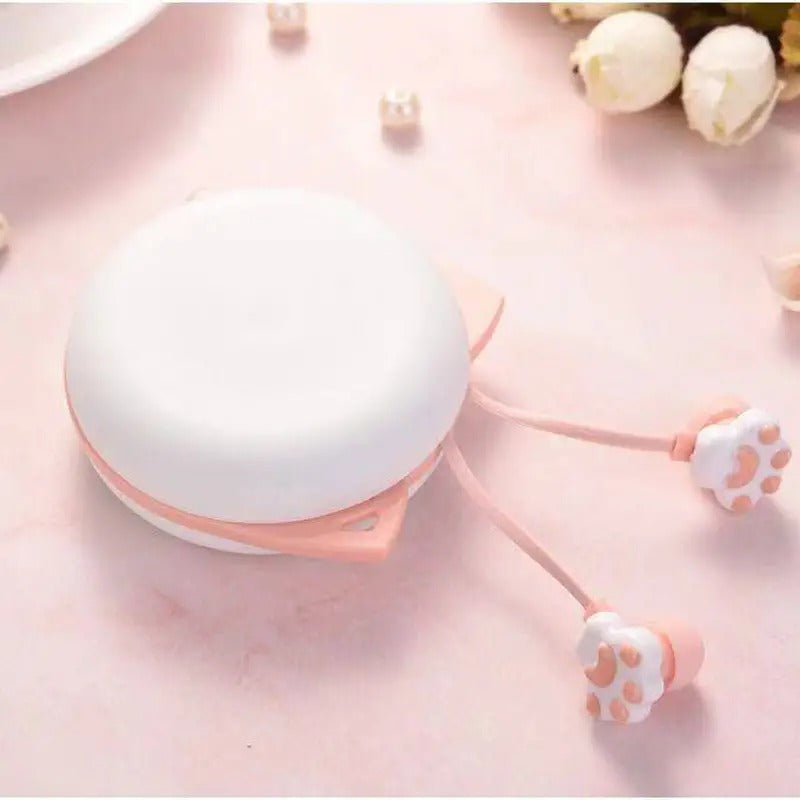 Pink Cat Claw Wired Earphones for Android with Mic