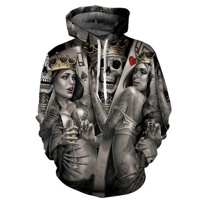 3D Printed Hooded Sweatshirt with Skeleton Design