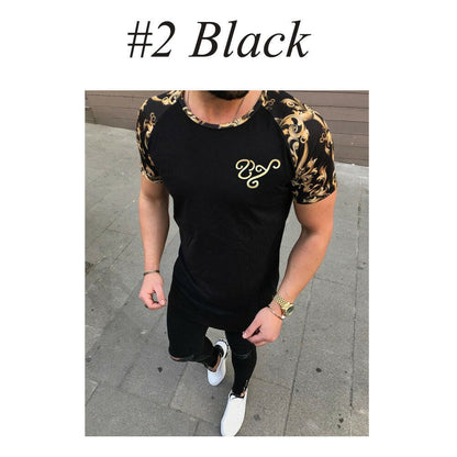 Men's Fashion Sports Short Sleeve Color Block T-Shirt