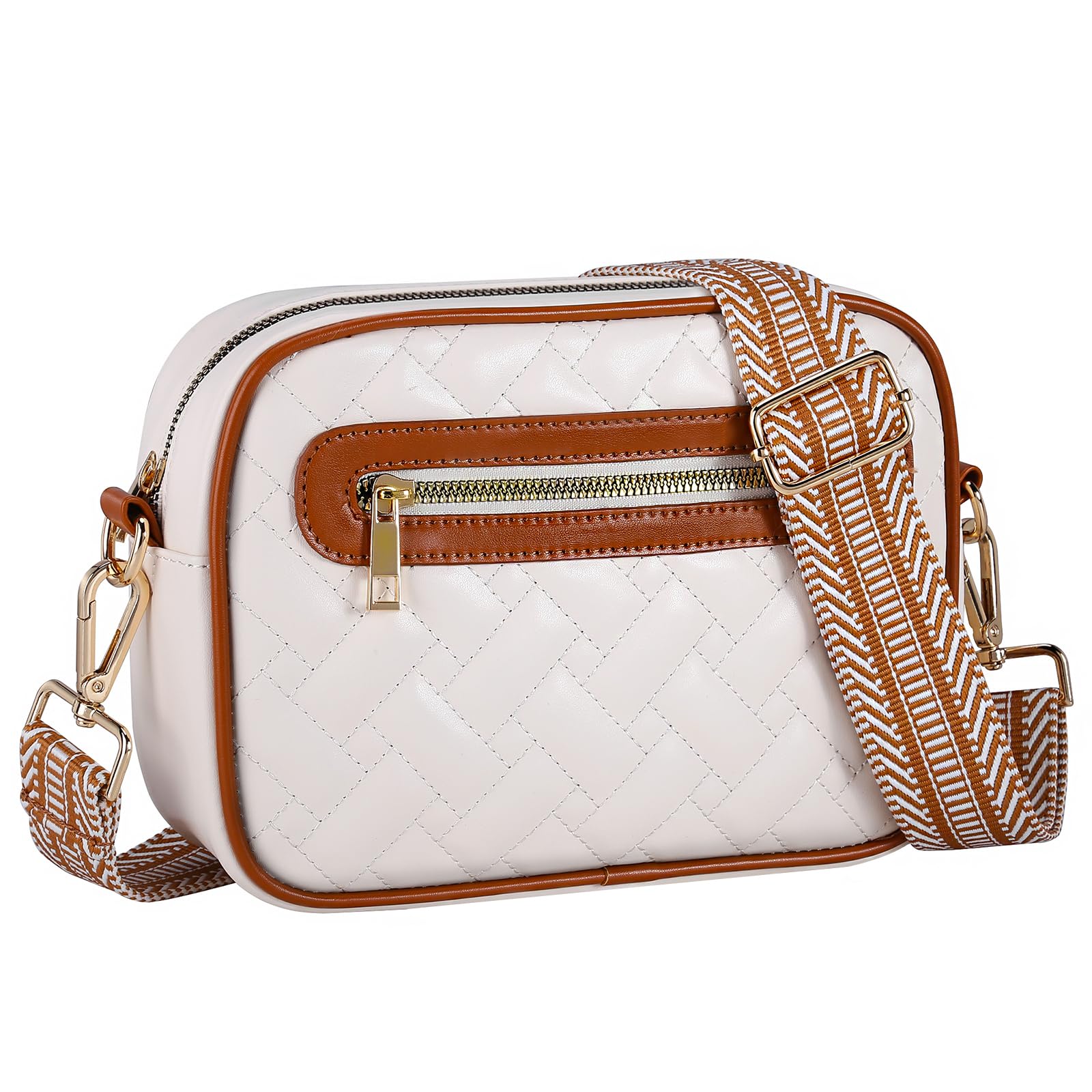 Chic Vegan Leather Crossbody Bag with Quilted Design