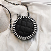 Stylish Quilted Chain Crossbody Round Bag