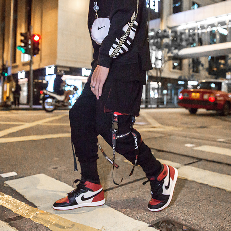 Men's Hip-Hop Cargo Pants with Tapered Cuffs