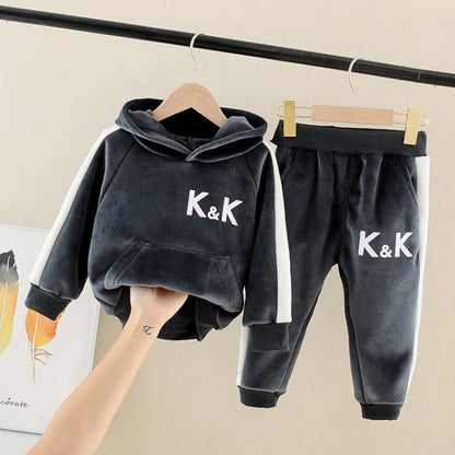 Kids Velvet Hoodie Set for Boys and Girls (2-Piece)