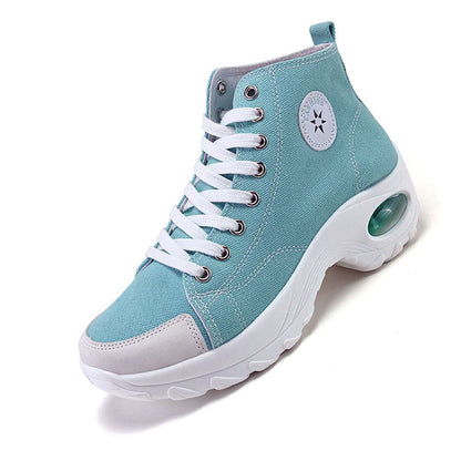 NCNDB Women's High-Top Air Cushion Canvas Sneakers - Size 7 Blue