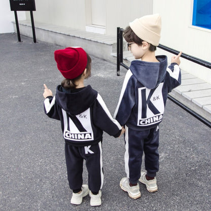 Kids Velvet Hoodie Set for Boys and Girls (2-Piece)