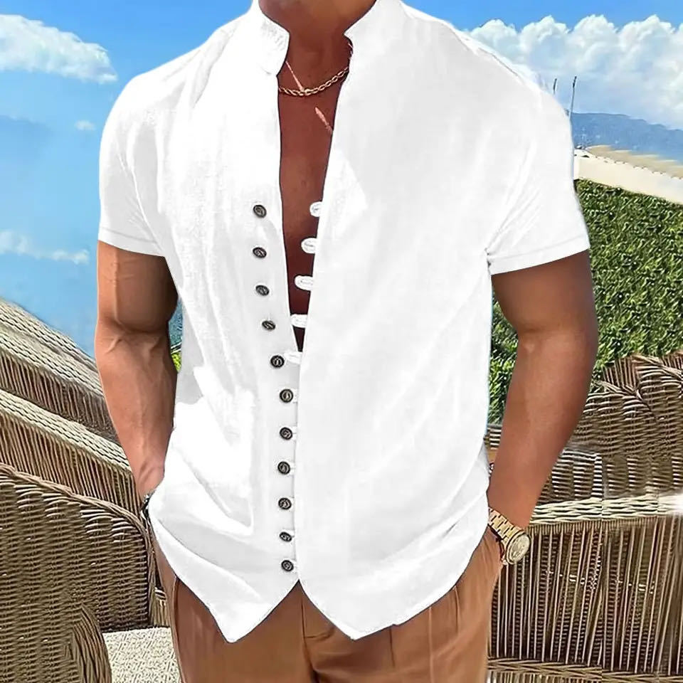 Men's Slim Fit Solid Color Short Sleeve Shirt