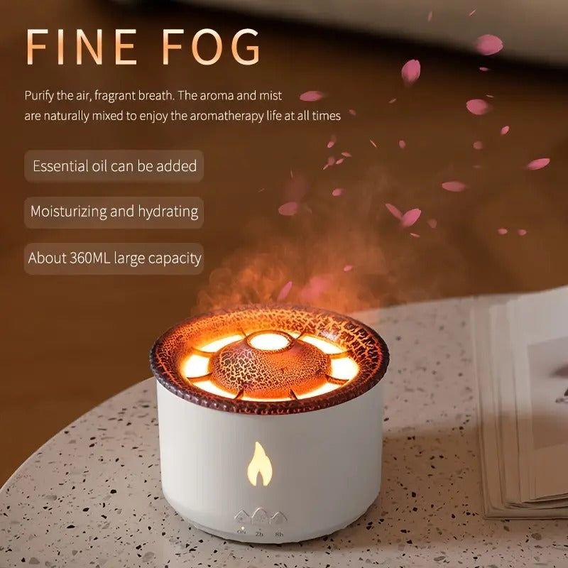 Creative Volcano Jellyfish Flame Humidifier Machine