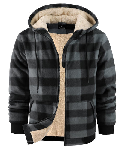 Classic Plaid Sherpa Hoodie for Men