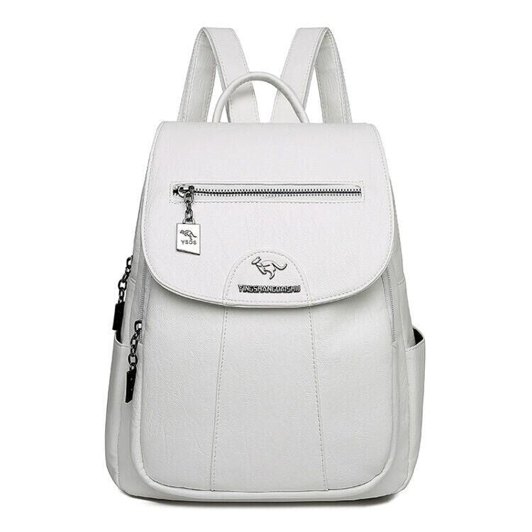 Large Capacity Women's Soft Leather Travel Backpack