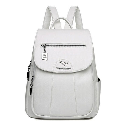 Large Capacity Women's Soft Leather Travel Backpack