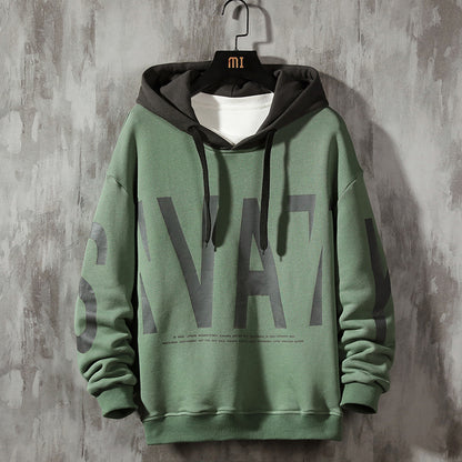 Men's Korean Style Hooded Sweatshirt with Print