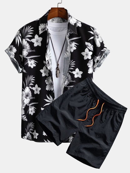 Men's Casual 3D Printed Hawaiian Shirt and Shorts Set