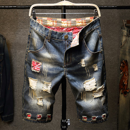 Men's Retro Trendy Ripped Five-Point Summer Shorts