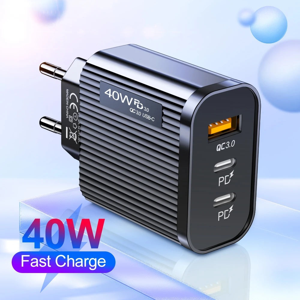 Dual PD & USB Fast Charging Adapter for Apple/Android